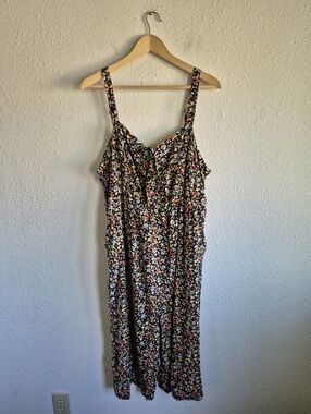 As U Wish Plus Size Black Floral Front Tie Pantsuit Womens Size 1X